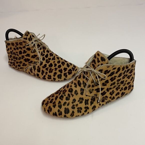 ANNIEL Calf-Hair Leopard Soft Icon moccasin Booties A16 - Picture 2 of 11